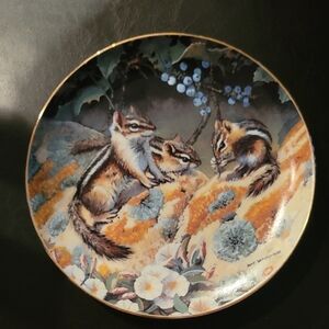 Chipmunks at Lunch Plate Danbury Mint